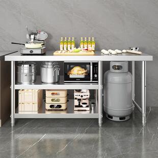 可定做304不锈钢灶台厨房煤气灶台架子切菜剁肉操作台2三层工作台