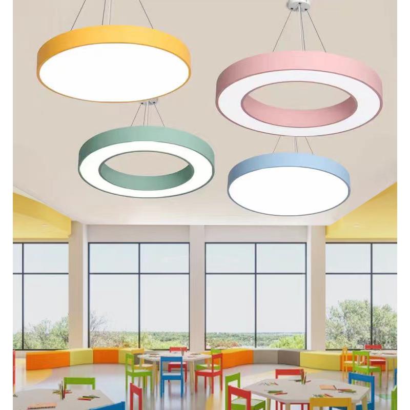 led幼儿园创意圆环形吊灯舞蹈学校儿童教育乐园钢琴房粉色教室灯