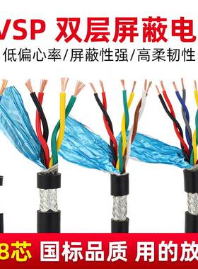 国标RVSP双绞屏蔽线2芯4芯6芯8芯10芯12芯485通讯电缆控制信号线