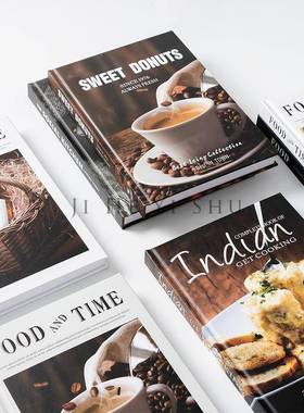 可翻页样板间装饰彷真书英文食谱摆件咖啡馆西餐厅厨房拍摄道具书
