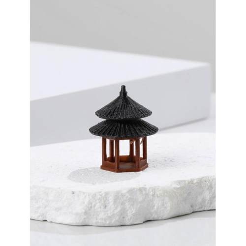 盆景微景观假山水陆缸鱼缸造景小摆件中式古建筑模型庭院书房凉亭