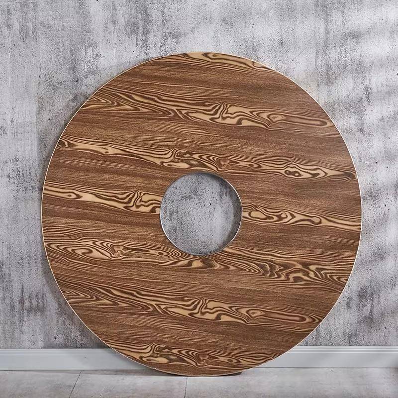 火锅桌面电磁炉一体圆桌碳化实木餐桌酒店餐馆带转盘台面折叠桌架