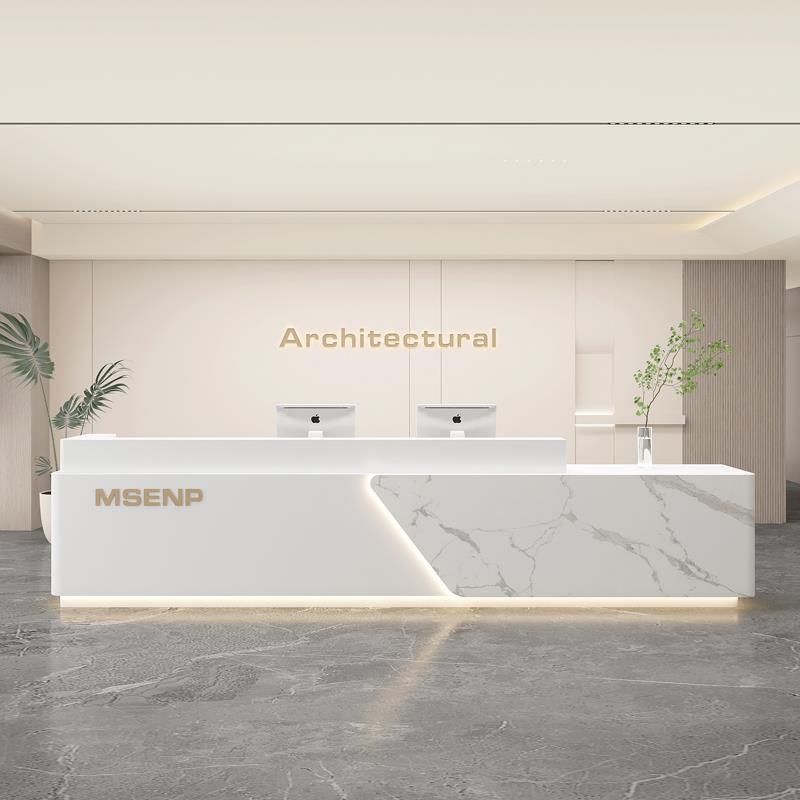 定制简约现代公司前台烤漆吧台桌酒店大堂会所接待台美容院收银柜