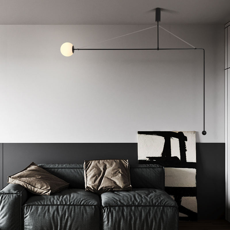 丹麦极简几何图形平衡线条吊灯别墅客厅沙发卧室床头网红装饰灯具