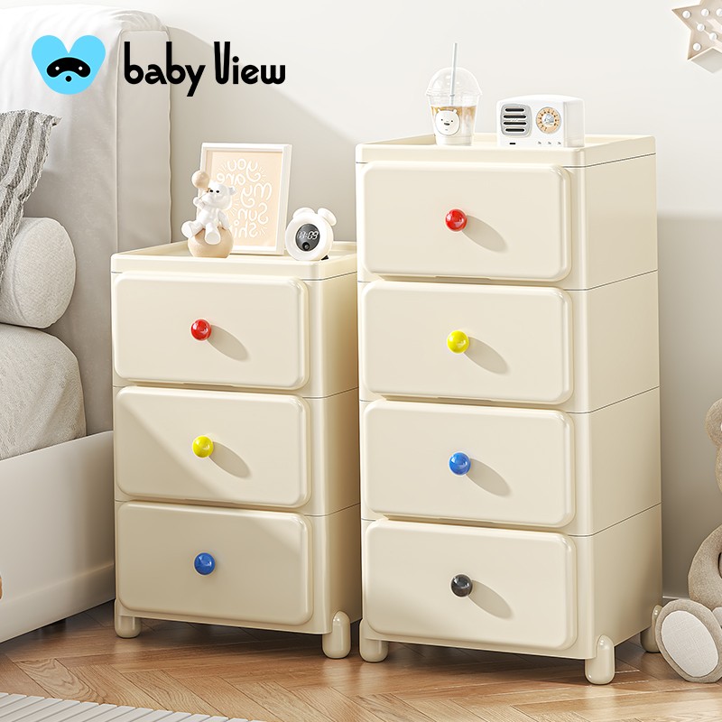Babyview收纳柜抽屉式家用卧室床头柜夹缝多层置物架可移动储物柜