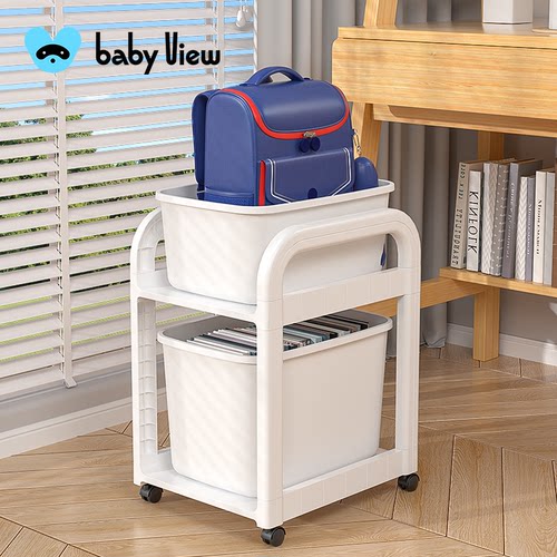 Babyview书包置物架多层书本架可移动带轮小推车桌下放书包收纳架