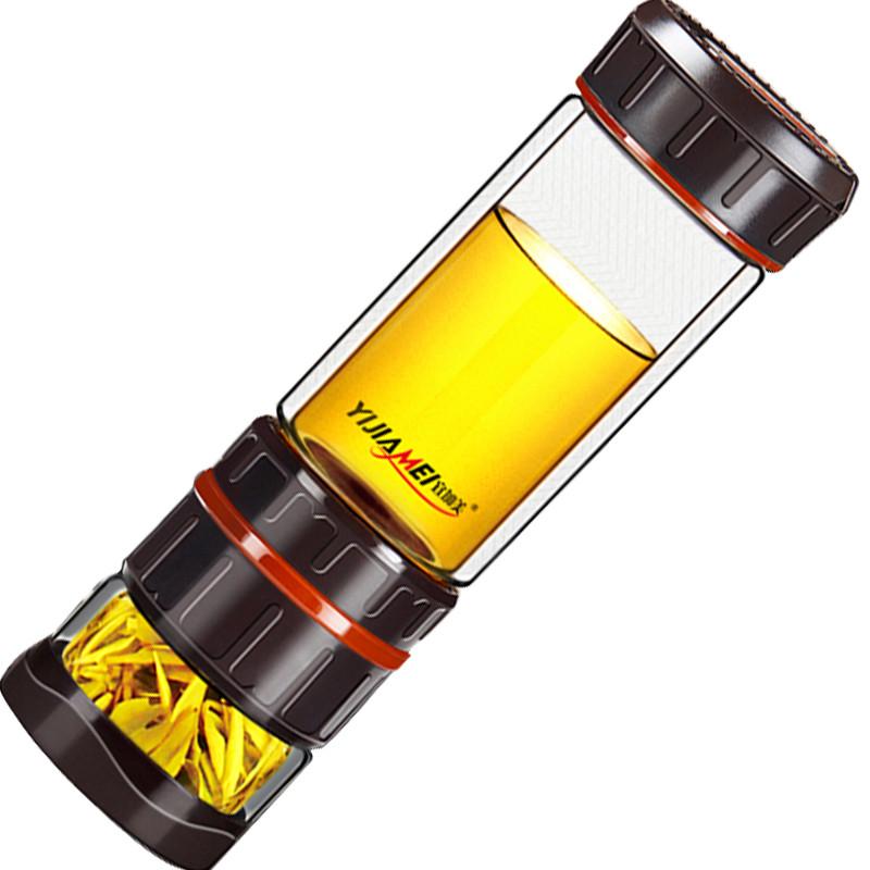 随手杯玻璃杯水杯携带男商务双层加美H泡茶分离杯女士宜茶水过滤