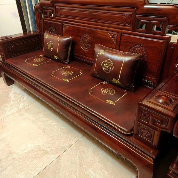 定做新中式红木沙发皮坐垫四季通用实木椅子防滑防水夏季凉席座垫