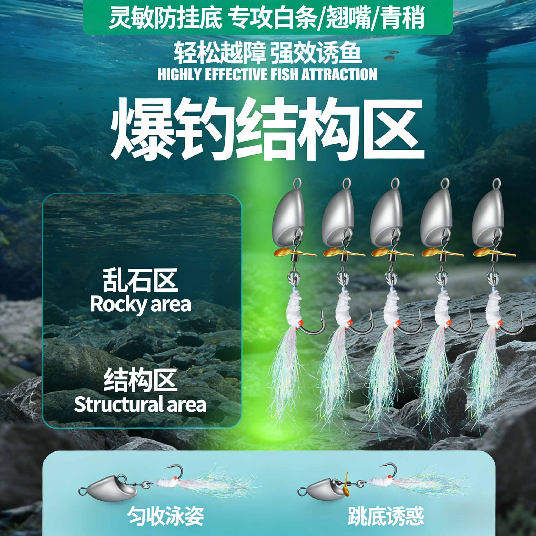 越障冰丝虾防挂底铅头钩路亚饵