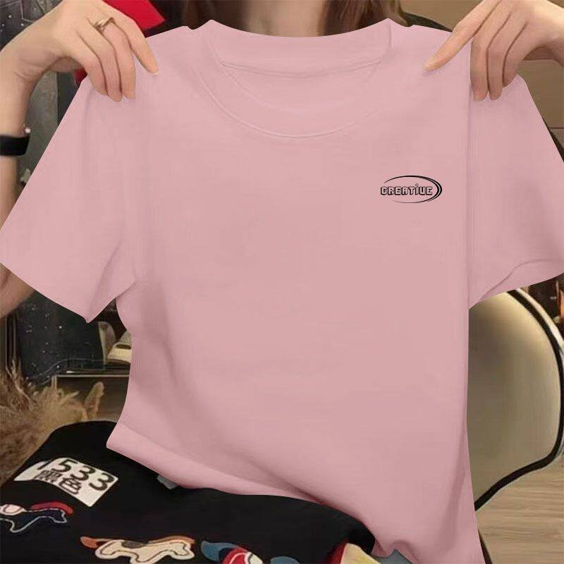 通勤纯棉短袖t恤女夏季新款时尚简约大码洋气气质显瘦百搭上衣ins
