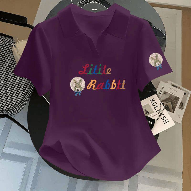 爆款纯棉女士短袖T恤夏季新款polo衫韩版潮流翻领大码简约上衣ins