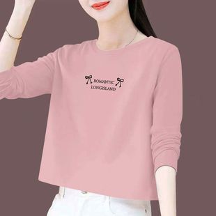 春秋款纯棉长袖T恤女款新款高腰短款大码宽松设计感小个子上衣ins