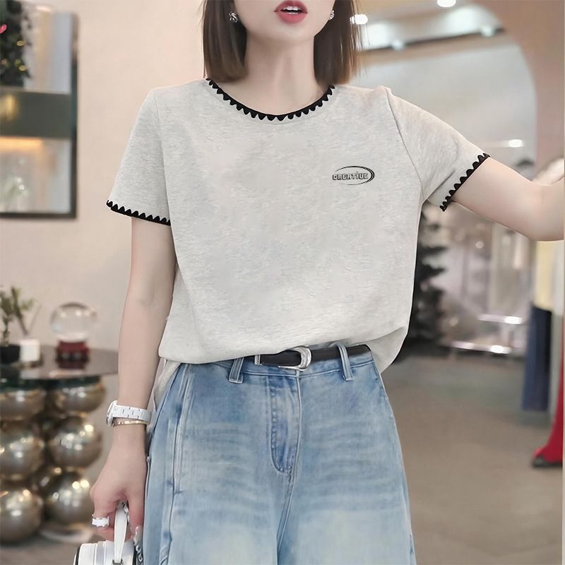 纯棉短袖圆领T恤女夏季大码