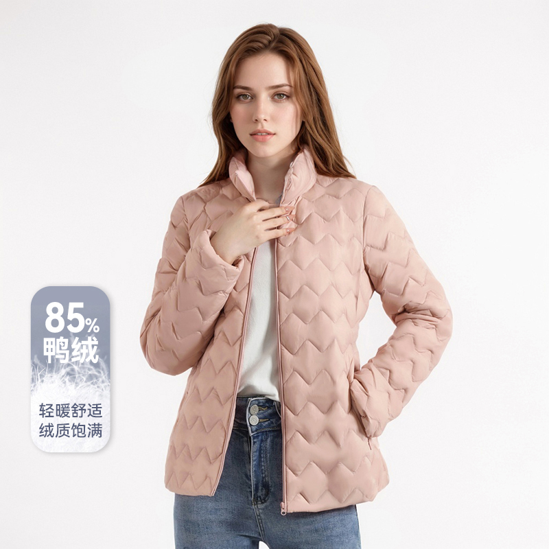 彩钻轻型轻薄保暖立领短款防风鸭绒羽绒服冬季户外时尚外套