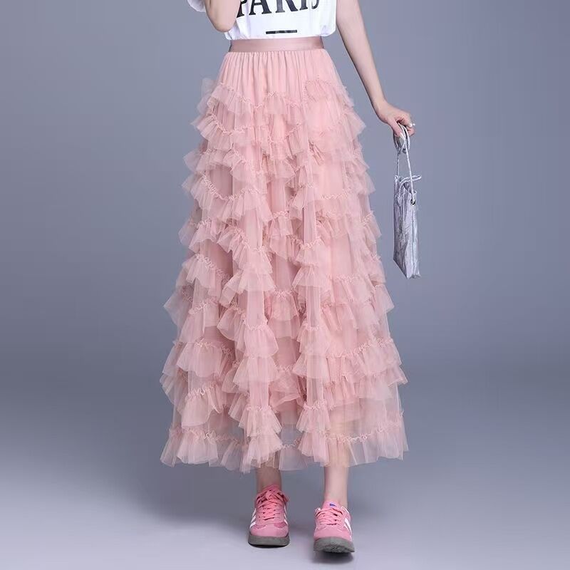 2025年半身裙仙女多层新款网半身裙