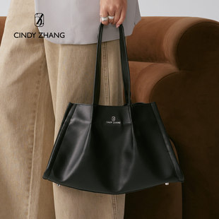 CINDY ZHANG2025年秋季新款手提单肩棱镜托特包大容量头层牛皮