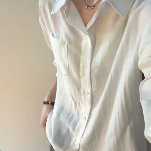 白色衬衫女款夏季老钱风高级感长袖亚麻衬衣宽松慵懒垂感休闲外套