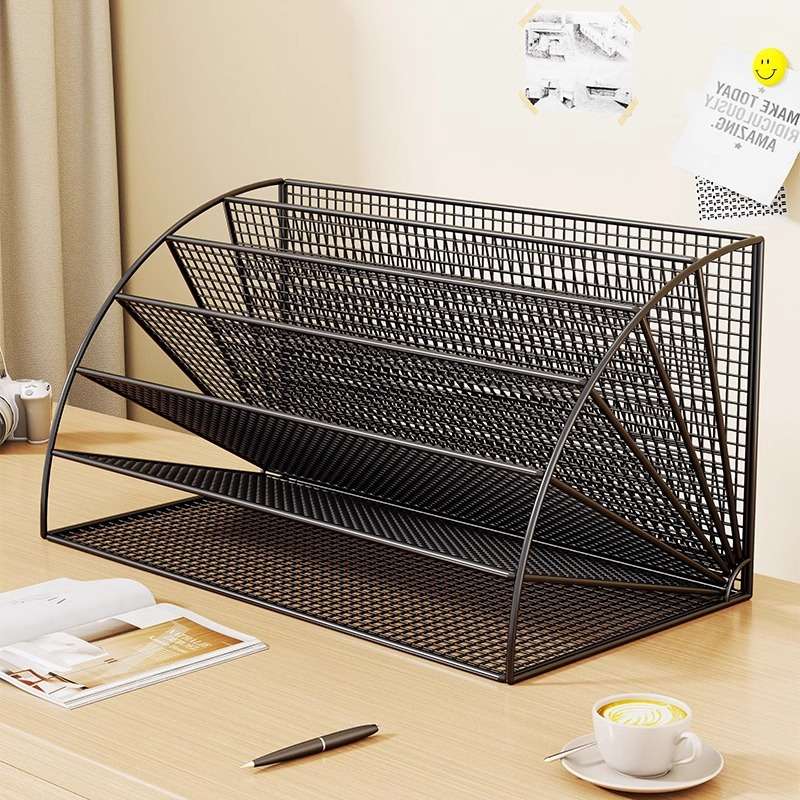 书立文件收纳架桌面多格置物架办公桌上a4纸整理盒简易分格储物筐