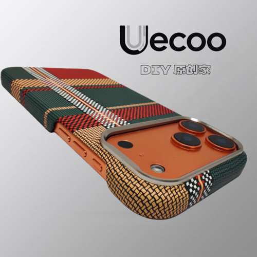 【Uecoo原创家】轻奢芳纶纤维感适用于iPhone17promax手机壳苹果17保护套18pm超薄磁吸半包金属镜框凯夫拉纹