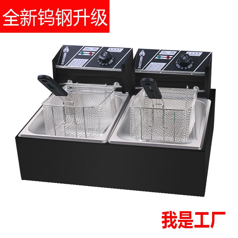 电炸炉82双缸工厂直供油炸锅不锈钢商用大容量薯条炸鸡汉堡电炸锅