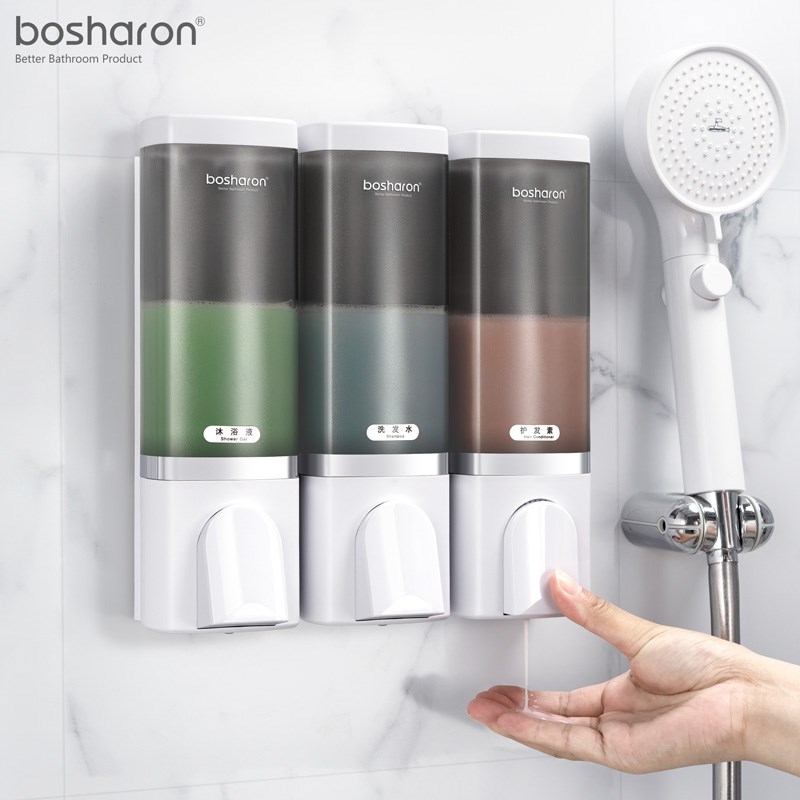 酒店宾馆免打孔皂液器浴室卫生间壁挂式洗手液盒沐浴露洗发水瓶子