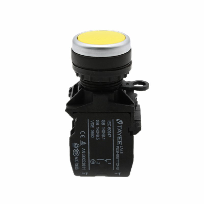 上海天逸TYEE22mm平头自复自锁按钮开关L2P-11 P-10/红绿黄