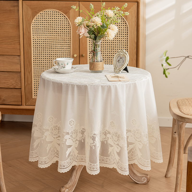 高级感圆桌桌布PC防水防油免洗欧式家用圆形餐桌布圆桌圆台布