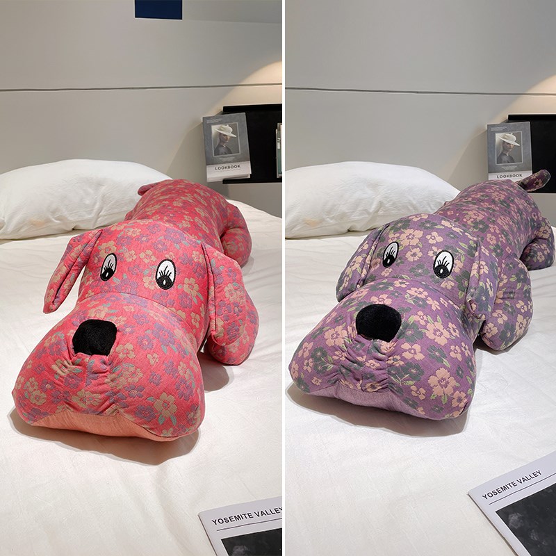 三层纱狗长条女生抱枕夹腿睡觉床上侧睡抱睡公仔卧室床头靠枕靠垫