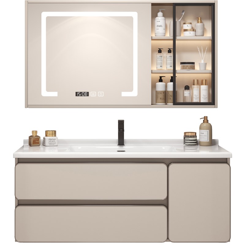 奶油风浴室柜组合陶瓷一体盆68厘米78厘米88CM98厘米108CM118厘米