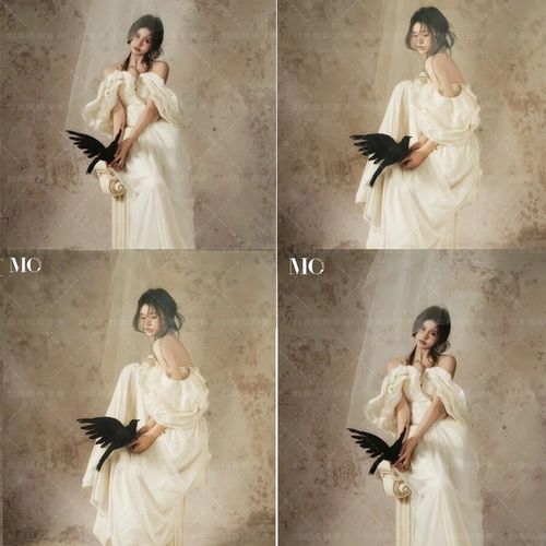 影楼婚纱复古墙背景布破墙商拍写真背景纸仿手绘肌理拍照油画背景