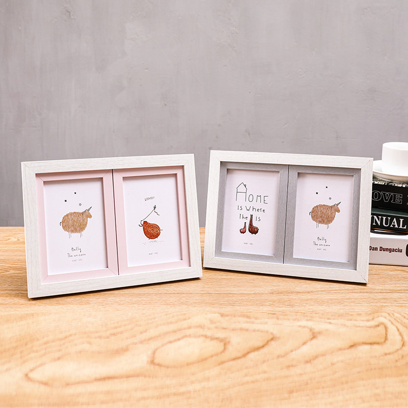 创意韩版连体相框摆台婚纱照宝宝影楼挂墙寸7寸照片文艺像框