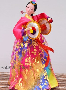 工艺品摆件韩国民俗人偶日韩式家居摆件寸娃娃料理店装饰打鼓