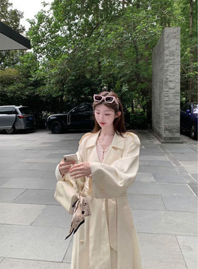 清仓特价jijilulu积极璐 南韩女主 纯色中长款风衣气质千金宽松
