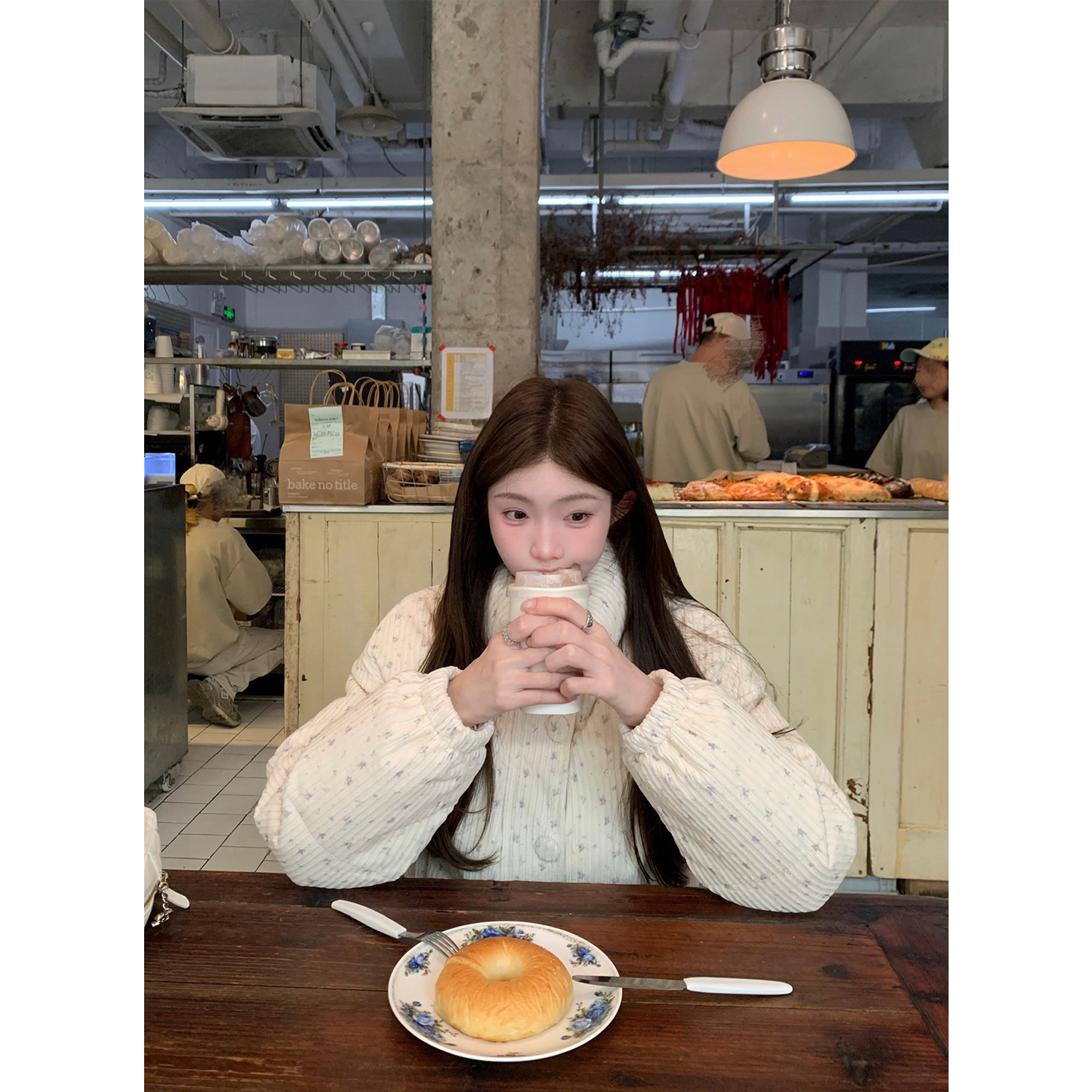 jijilulu积极璐 奶霜欧包 敲奶少女紫色碎花羽绒服短款慵懒风防寒