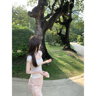 jijilulu积极璐 椿日花信 碎花宽松半身裙亲肤视觉瘦腿姐感系穿搭