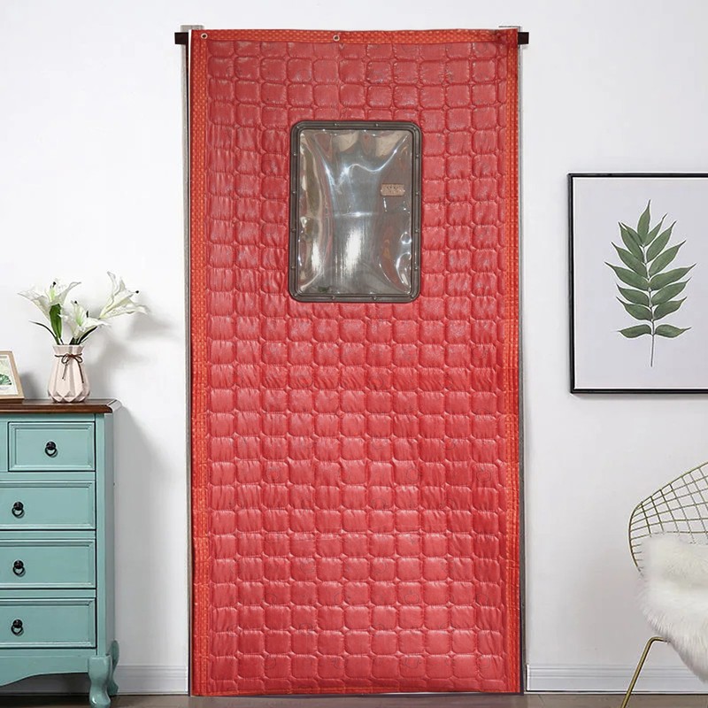 冬季农村红色棉帘子加厚家用防y水隔断防风帆布门帘布料可印字挡