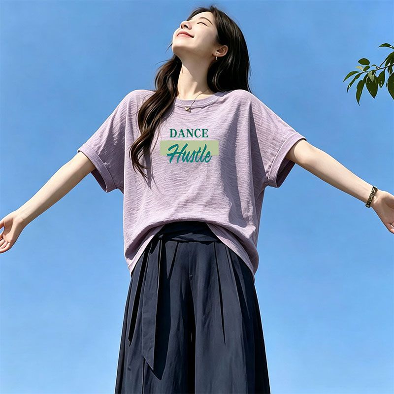 夏季竹节棉短袖显瘦大码女T恤