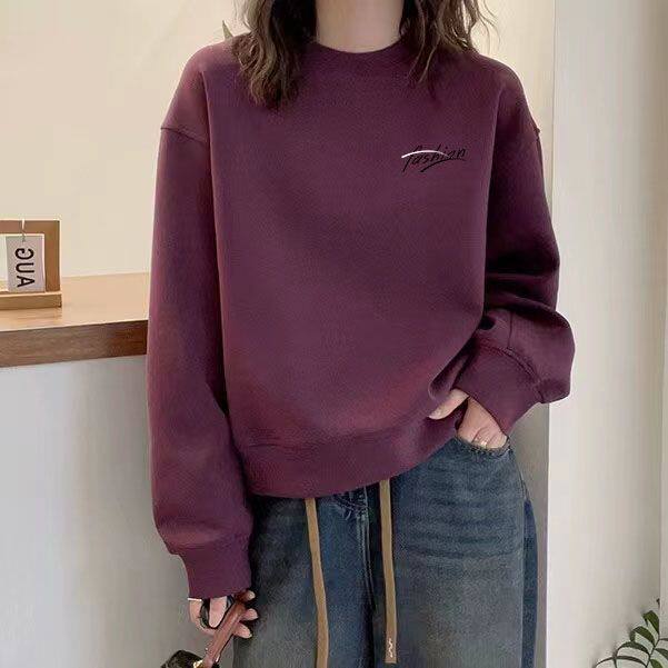 春秋纯棉短款高腰卫衣女时尚洋气百搭宽松显瘦小个子印花休闲上衣