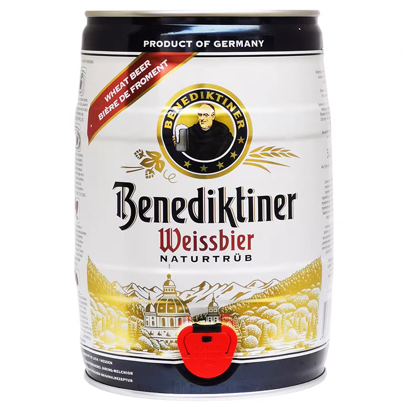 百帝王Benediktiner小麦白啤酒修道院经典5升德大桶送礼顺丰快递