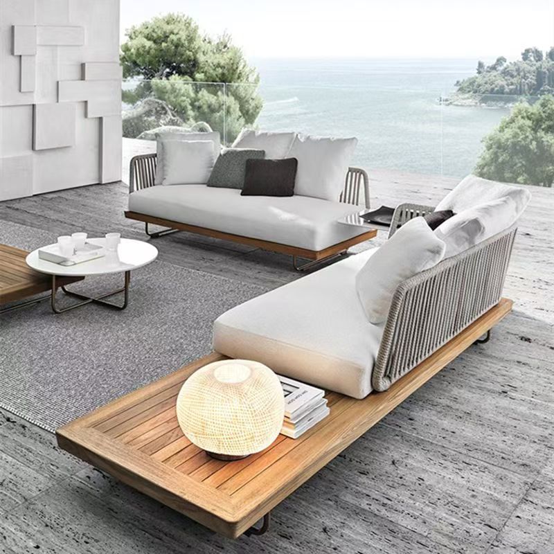 实木阳光房沙发藤椅户外花园组合庭院阳台转角藤别墅柚木单人茶几