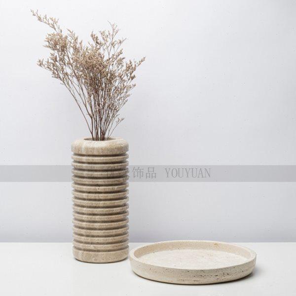 现代中式创意黄洞石条纹花瓶花器样板房客厅茶几收纳果盘家居饰品,家居饰品,花瓶,淘宝优惠券,粉丝福利购,淘宝优惠卷