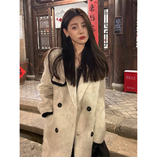 高级感呢子大衣女2025秋冬季新款毛呢外套小个子韩系慵懒风中长款