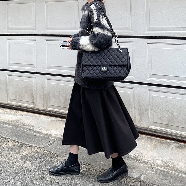 秋冬新款半身裙女小个子大摆伞裙子高腰a字中长款毛呢半裙