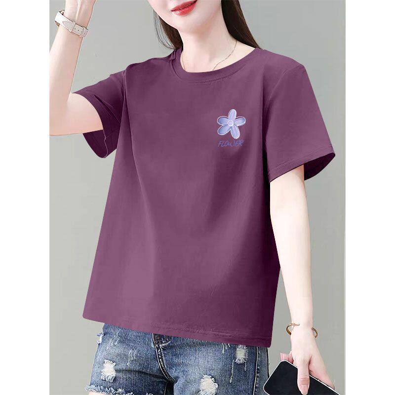 高品质纯棉短袖t恤女夏季洋气设计感大码简约休闲遮肉上衣女ins