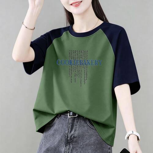 夏季纯棉女士短袖T恤圆领减龄