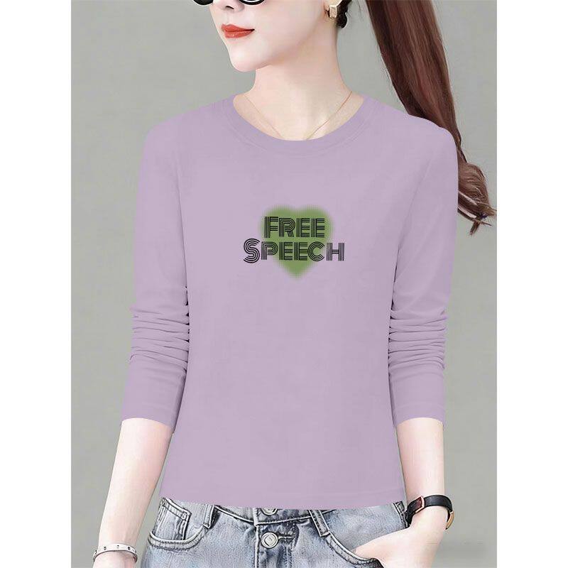 精梳纯棉时尚长袖T恤女秋冬新款气质潮流高级宽松设计感上衣女ins