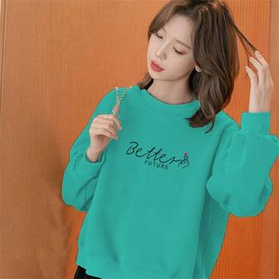 宽松小个子短款 纯棉短款 韩版 卫衣女秋冬新款 百搭显瘦上衣 长袖