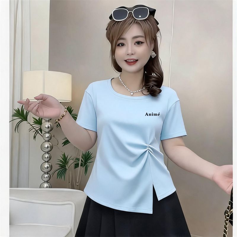 时尚大码短袖休闲T恤韩版潮流夏季新款女百搭宽松遮肉显瘦ins上衣