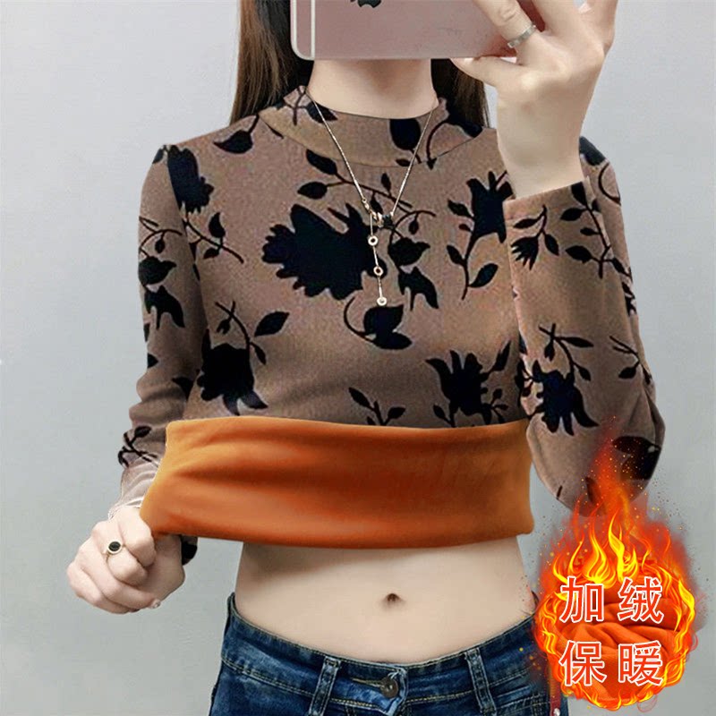 冬季银狐绒加厚保暖女士打底衫