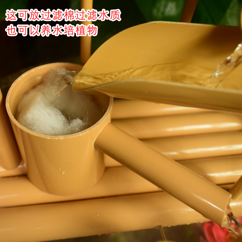 转运珠球鱼缸循环仿竹流水风车水车PC塑料竹子流水器